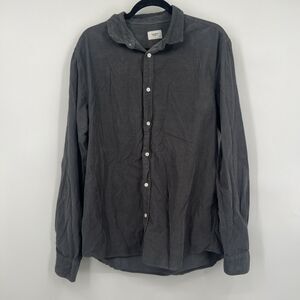 The Academy Brand Cotton Shirt Mens Size L Gray Long Sleeve Button Up